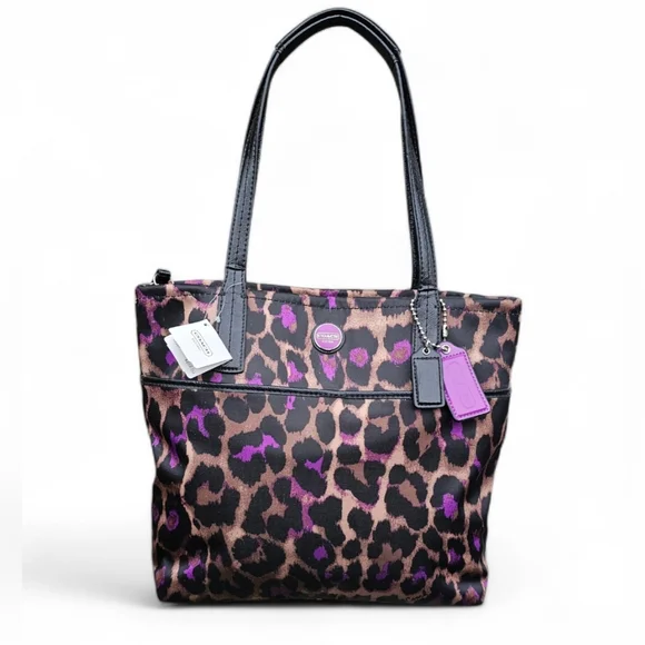 Coach Tote with Black and Purlpe - Picture 1 of 7